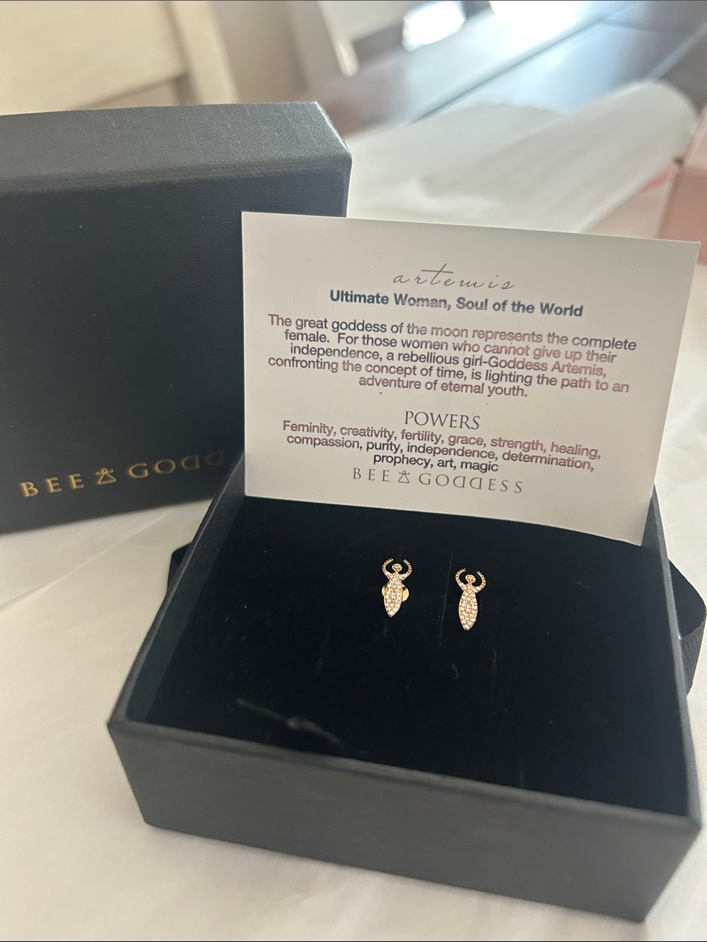 Bee Goddess 18k rose gold and diamond Artemis Stud Earrings
